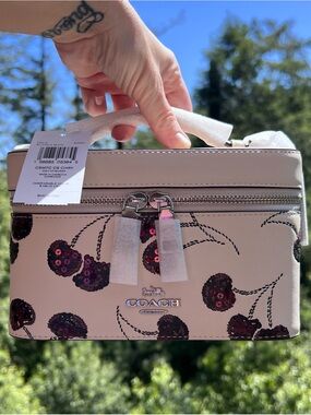COACH Jewelry Cosmetic & Make up Case w Cherry Print AUTHENTIC New Coach Pkg’d